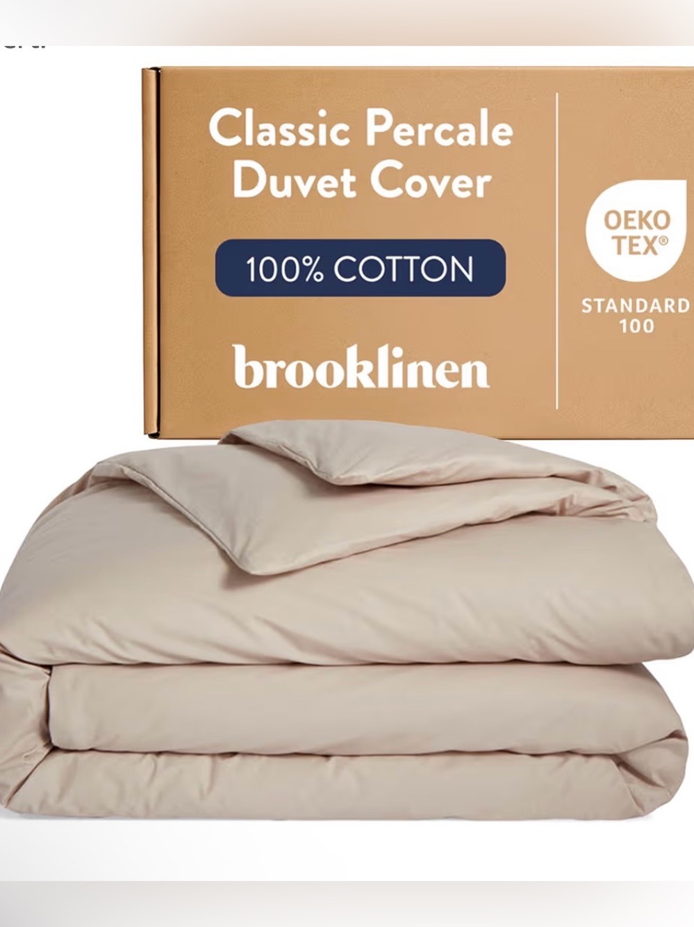 BROOKLINEN Luxury Classic Percale Duvet Cover | Pebble | Full/Queen | NWT